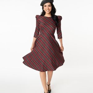 Unique Vintage red and black checkered dress